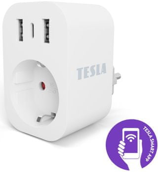 Tesla SMART Plug SP300 3 USB két USB bemenet USB-C bemenet több eszköz egyidejű töltése társvezérlő alkalmazás energiafogyasztás áttekintés okos háztartási automatizálás forgatókönyv létrehozása több eszköz töltése Smart Socket Wi-Fi 2,4 GHz-es távirányítás forgatókönyvek létrehozása a házban való jelenlét szimulálása a világítás és a készülékek távoli vezérlése okos aljzat mobil távirányítás mobilalkalmazás vezérlés a világítás és a készülékek felett vezeték nélküli okos aljzat hangasszisztens automatizálás beállítás automatizálás az aktuális energiafogyasztás megjelenítése energiafogyasztás