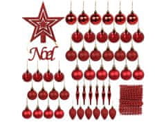 sarcia.eu Piros karácsonyfadísz készlet: csecsebecse, felső, lánc 48 darab.