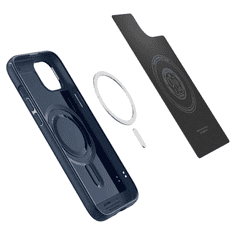 Spigen Apple iPhone 15, Műanyag hátlap védőtok + szilikon keret, Magsafe töltővel kompatibilis, Mag Armor, sötétkék (TS0216)