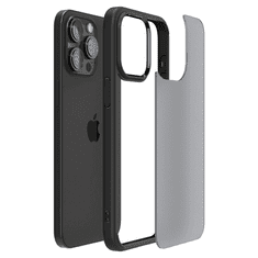 Spigen Apple iPhone 15 Pro Max, Műanyag hátlap védőtok + szilikon keret, Ultra Hybrid Matte, áttetsző/fekete (TS0212)