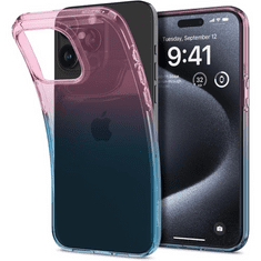 Spigen Apple iPhone 15 Pro, Szilikon tok, színátmenetes, Liquid Crystal Gradiation, átlátszó/rózsaszín/kék (TS0258)