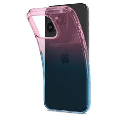Spigen Apple iPhone 15 Pro, Szilikon tok, színátmenetes, Liquid Crystal Gradiation, átlátszó/rózsaszín/kék (TS0258)