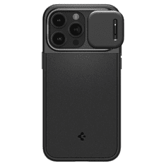 Spigen Apple iPhone 15 Pro Max, Szilikon tok, közepesen ütésálló, kamera védelem, Magsafe töltővel kompatibilis, Optik Armor Mag, fekete (TS0219)