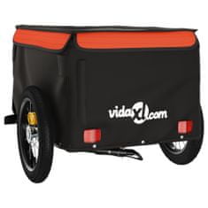 Vidaxl fekete-narancssárga vas kerékpár-utánfutó 30 kg 94075