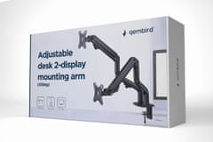 Gembird 2 monitoros asztali tartó MA-DA2-02, dönthető, 32" és 8kg-ig, fekete színű