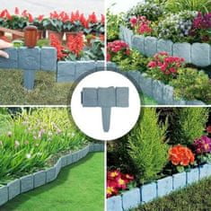 Kő hatású kerti szegély virágágyások díszítésére, kerti dísz műanyag kerítés, stílusos kertek kialakításához, egyszerűen (10 darab) | MINIFENCE