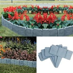 Kő hatású kerti szegély virágágyások díszítésére, kerti dísz műanyag kerítés, stílusos kertek kialakításához, egyszerűen (10 darab) | MINIFENCE