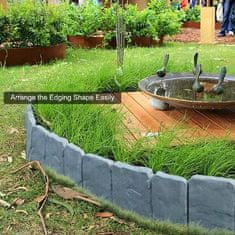 HOME & MARKER® Kő hatású kerti szegély virágágyások díszítésére, kerti dísz műanyag kerítés, stílusos kertek kialakításához, egyszerűen (10 darab) | MINIFENCE