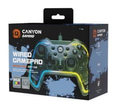 Canyon vezetékes gamepad GP-2 RGB 4in1 (Nintendo Switch, Android TV, PC, PS3)