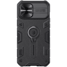 Nillkin Apple iPhone 12 Pro Max, Műanyag hátlap védőtok, közepesen ütésálló, kamera védelem, telefontartó gyűrű, CamShield Armor, fekete (96277)