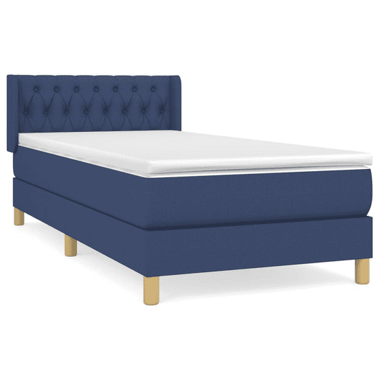 Vidaxl kék szövet rugós ágy matraccal 100 x 200 cm (3130495)