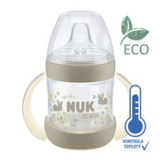 Nuk Baby Bottle For Nature tanuló cumisüveg hőmérséklet-szabályozóval, barna 150 ml