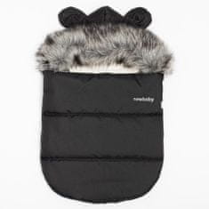 NEW BABY Új Baby Alex Fleece fekete luxus téli kapucnis táska füllel