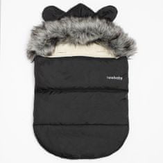 NEW BABY Új Baby Alex Wool fekete luxus téli kapucnis babakocsi fülekkel