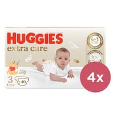 4x HUGGIES Extra Care 3 eldobható pelenka (6-10 kg) 40 db