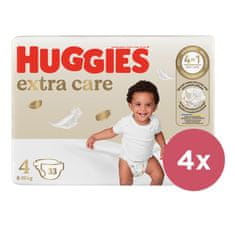 4x HUGGIES Extra Care 4 eldobható pelenka (8-14 kg) 33 db