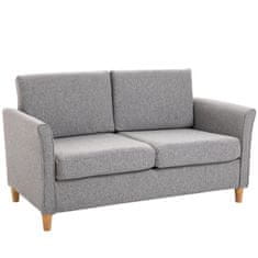 HOMCOM Fotel két üléssel, hab / textil / fa, 65 x 141 x 78 cm, szürke
