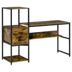 HOMCOM Íróasztal, forgácslap/fém, 140 x 50 x 110 cm, barna/fekete