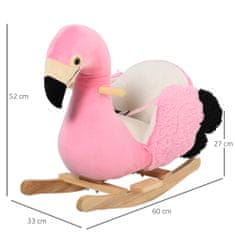 HOMCOM hintaszék, Flamingo modell, Fa, 60x33x52 cm, Rózsaszín