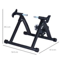 HOMCOM Mágneses otthoni edzőgörgő kerékpárokhoz, acél váz, 54,5 x 47,2 x 39,1 cm, fekete