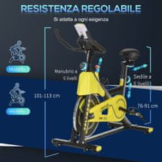 HOMCOM fitnesz kerékpár, LCD kijelző, 50 x 100 x 101-113 cm, sárga / fekete