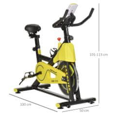 HOMCOM fitnesz kerékpár, LCD kijelző, 50 x 100 x 101-113 cm, sárga / fekete