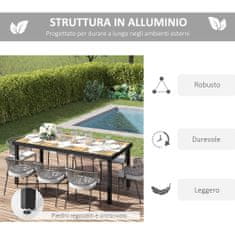 OUTSUNNY kerti asztal, műanyag/alumínium, 8 személyes, fekete