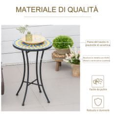 OUTSUNNY Kerti asztal, Outsunny, Fém/kerámia, 35,5x53,5 cm, Többszínű