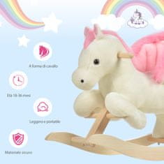 HOMCOM hinta gyerekeknek, 18-36 hónap, Pony Model, 70x28x57 cm, fehér / rózsaszín