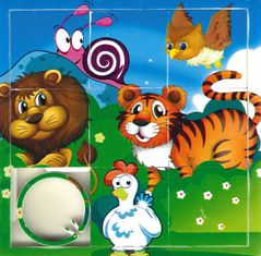 Csúsztatható puzzle Állatok és gyerekek 3x3 - változat- és színvariánsok keveréke