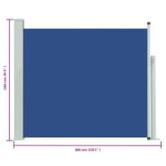 Vidaxl kék behúzható oldalsó teraszi napellenző 100 x 300 cm 48372