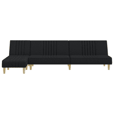 fekete L-alakú szövet kanapéágy 255x140x70 cm