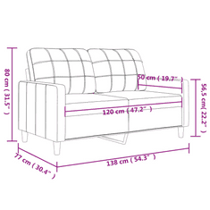 Vidaxl 2 személyes krémszínű műbőr kanapé 120 cm (359113)