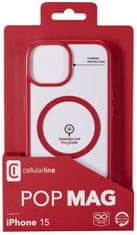 CellularLine Pop Mag hátlap Magsafe támogatással Apple iPhone 15 készülékhez, átlátszó/piros (POPMAGIPH15R)