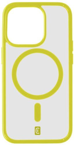 hátlapi védőburkolat Cellularline Pop Mag hátlap Magsafe támogatással Apple iPhone 15 Pro készülékhez, átlátszó/lime POPMAGIPH15PROL