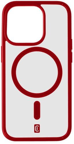 hátlapi védőburkolat Cellularline Pop Mag hátlap Magsafe támogatással Apple iPhone 15 Pro készülékhez, átlátszó / piros POPMAGIPH15PROR