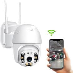 BigBuy Telefonról vezérelhető PTZ01 WIFI-s biztonsági kamera - mozgásérzékelős, 360°-ban forgatható, időjárásálló - fehér (BBV) (BBD)