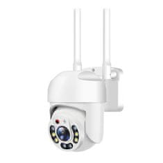 BigBuy Telefonról vezérelhető PTZ01 WIFI-s biztonsági kamera - mozgásérzékelős, 360°-ban forgatható, időjárásálló - fehér (BBV) (BBD)