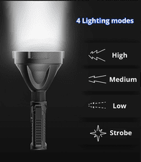 BigBuy Extra erős akkus LED-es járőrlámpa - vízálló, könnyen hordozható, extra erős fénnyel (BBV) (BBD)