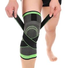 BigBuy Kompressziós térdrögzítő állítható pántokkal sportoláshoz és térdfájdalmak ellen – zöld-fekete - S (BBM) (BBKM)