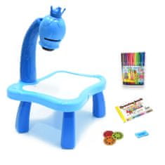 BigBuy Mini projektoros zenélő rajzasztal gyerekeknek - filctollakkal, mintákkal kék (BBJ)