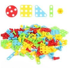 BigBuy 205 részes, kreatív puzzle: 2D kirakóként és 3D építőkészletként is használható fejlesztő játék forgó csavarhúzóval (BBJ)