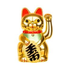 BigBuy Arany színű, szerencsehozó, kínai integető macska - gazdagság hozó mancsmozgató ikonikus figura (BB-3064)