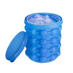 BigBuy Egyszerűen használható és helytakarékos 3in1 jégkocka készítő, tároló és italhűtő vödör szilikonból - 13 x 14 cm, kék (BBM)