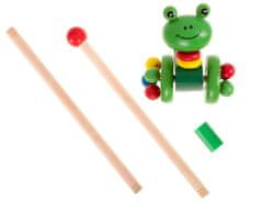 BigBuy Vezetőbottal tolható fa kisbéka - járássegítő játék (BBI-7450)