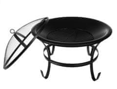 BigBuy Retro kerti grill rácsos fedővel sütögetéshez/nyársaláshoz - fekete (BB-11825)