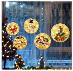 BigBuy Nagyméretű felakasztható karácsonyi fényfüzér, LED ablakdísz - , vízálló, 113 LED, melegfehér (BBV)