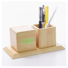 BigBuy 3in1 fahatású asztali óra - hangvezérléses ébresztőóra, tolltartó és hőmérő (BBV)