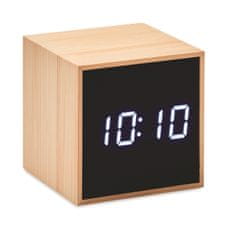 BigBuy Digitális óra és ébresztőóra bambusz kerettel - 6x6x6 cm (BBV)