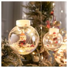 BigBuy Karácsonyi fényfüzér hógömbökbe zárt fényekkel és télapó figurákkal, energiatakarékos kivitelben - 220 V (BBV)